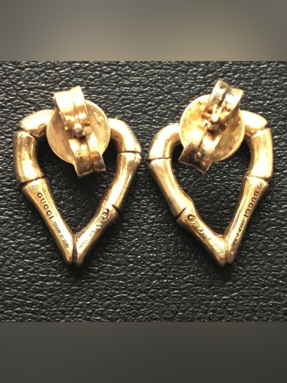 RARE Gucci 925 Silver Bamboo Heart Earrings - Picture 4 of 8